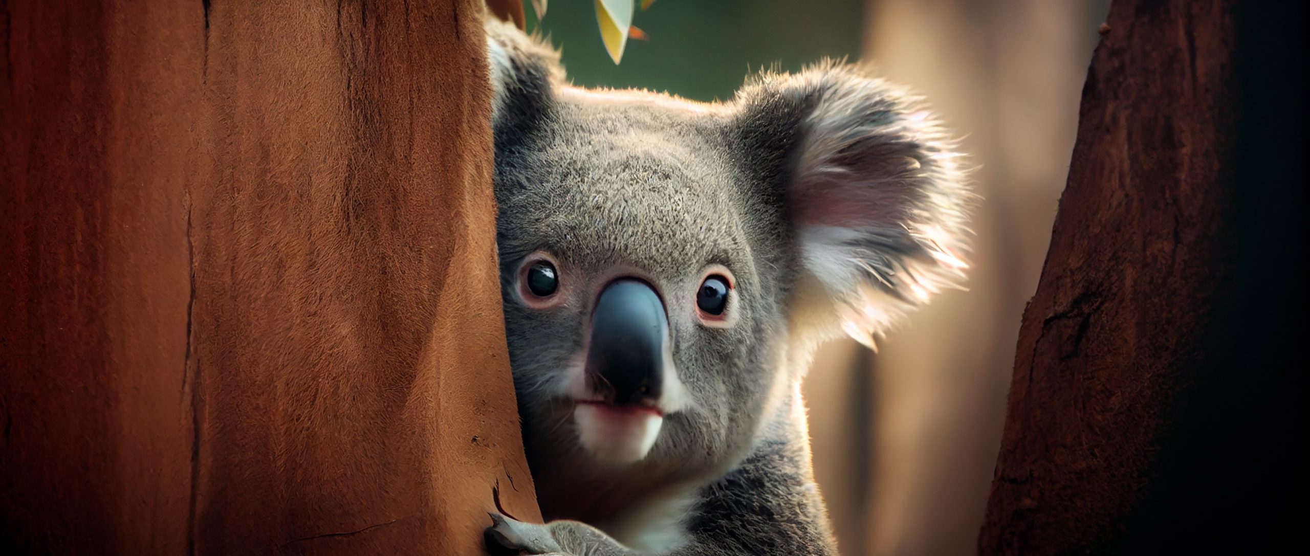 A wild koala hugs a gum tree in south-west Sydney. Image by Freepik.